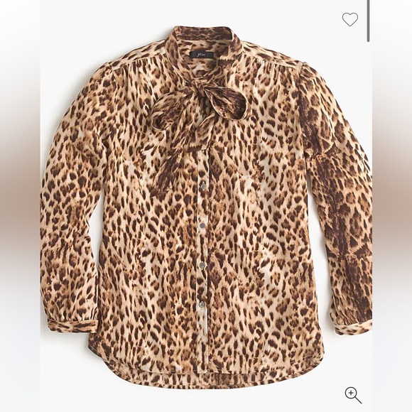 J. Crew Tops - Tie-neck button-up shirt in leopard print
